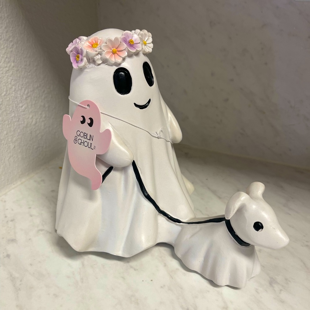 Goblin and Ghoul Ghost with Flower Walking Dog